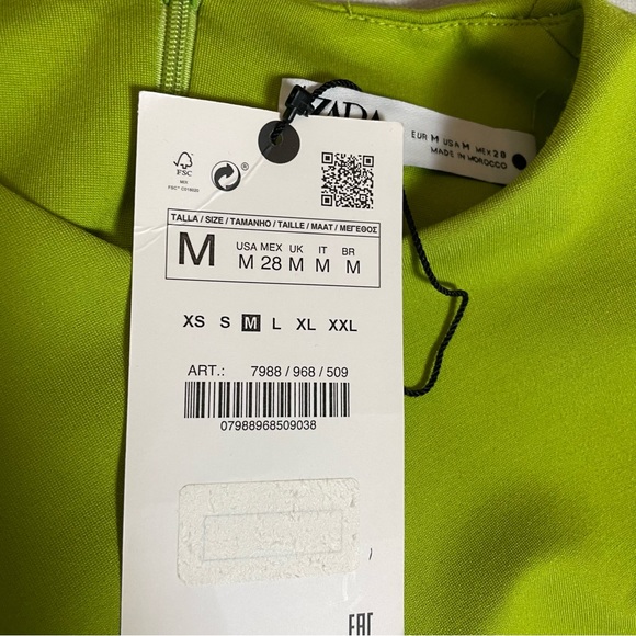 Sold - NWT New Zara Shoulder Pad Draped Sleeveless Green Dress Size M - Picture 6 of 14